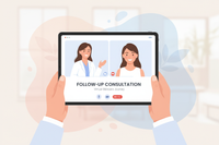 illustration of a follow up virtual consult on an ipad